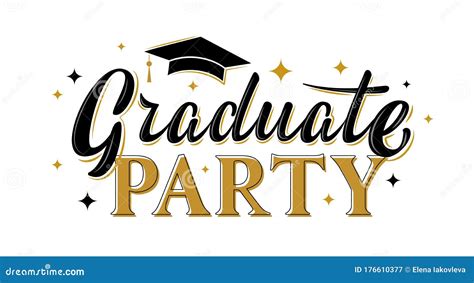 Graduate Party Greeting Sign with Stars. Graduation Label Stock Vector - Illustration of ...