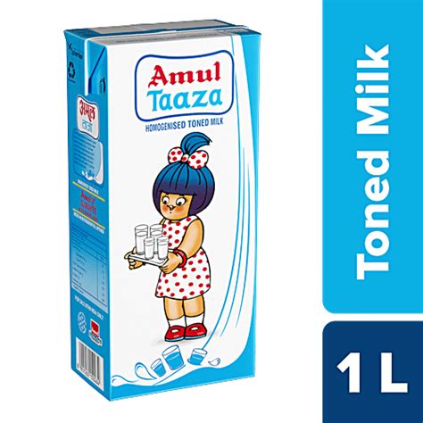 Buy Amul Taaza Homogenised Toned Milk 1 Lt Carton Online at the Best ...