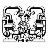Premium Vector  Plumber With A Wrench Black And White sketch template