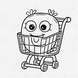 Grocery Cart Coloring Page sketch template