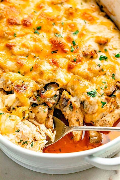 Garlic Mushrooms Chicken Casserole with Parmesan | Chicken casserole ...