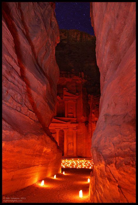 Al Khazneh, Petra (the Treasury) at night by Candlelight. Places To Travel, Places To Go, Secret ...