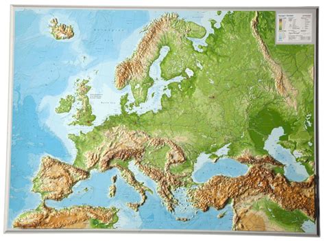 3D Raised Relief Map Europe large (english) - georelief - Made in Germany