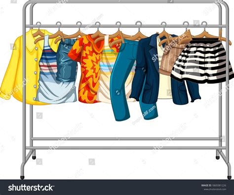 Many Clothes Hanging On Clothes Rack Stock Vector (Royalty Free ...