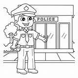 Premium Vector  Policeman coloring Page For Kids sketch template