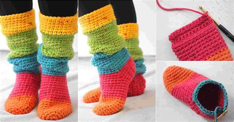 Crochet Slouchy Slipper Socks