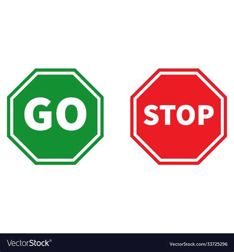 Stop and go traffic signs on white background Vector Image