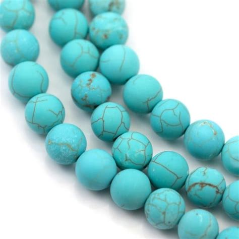 Turquoise reconstituted matte of round shape, measuring 8mm x 40cm