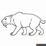 Saber Tooth Tiger Smilodon Coloring Page  Easy Drawing Guides sketch template