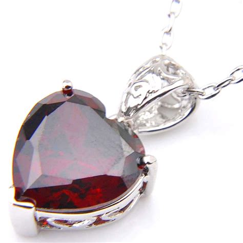 Genuine Natural Heart Fire Red Garnet Gemstone Platinum Plated Necklace Pendant 953650498805 | eBay