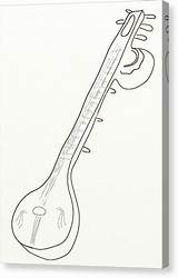 Drawing Sitar Instrument Sketch Coloring Page sketch template