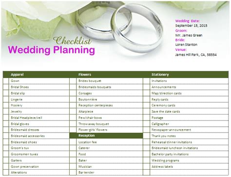 MS Word Wedding Planning Checklist | Office Templates Online