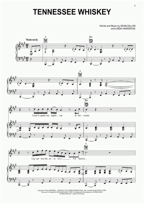 Tennessee Whiskey Piano Sheet Music | OnlinePianist