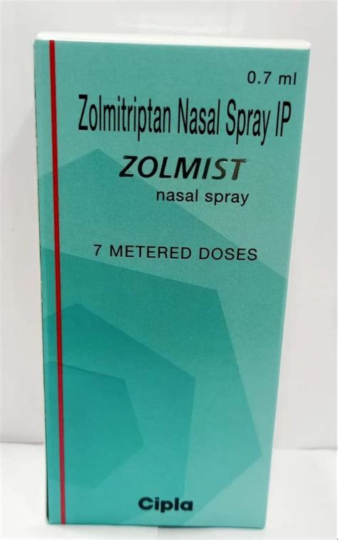 Cipla Zolmist Nasal Spray ( Zolmitriptan), Packaging Type: Box Packing, Packaging Size: 5 mg x ...