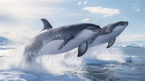 Premium AI Image | Dolphins jumping in the water with a splash of water ...