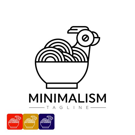 Minimalist logo vector design template in simple linear style - food emblem, Chicken noodle and ...