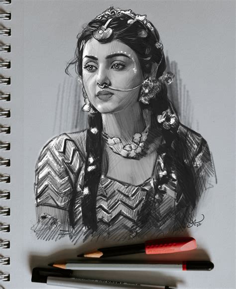 ArtStation - Actress Mallika Singh Radha Krishna Serial Pencil Sketch 2022 #MallikaSingh #Radha ...