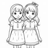 Two Girls Coloring Pages From Sisters Outline Sketch  sketch template