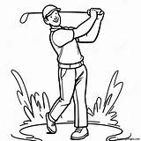 Happy Golfer Swinging Club Coloring Page  Pagescom sketch template