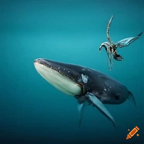 Surreal artwork of a whale and human skeleton hybrid on Craiyon