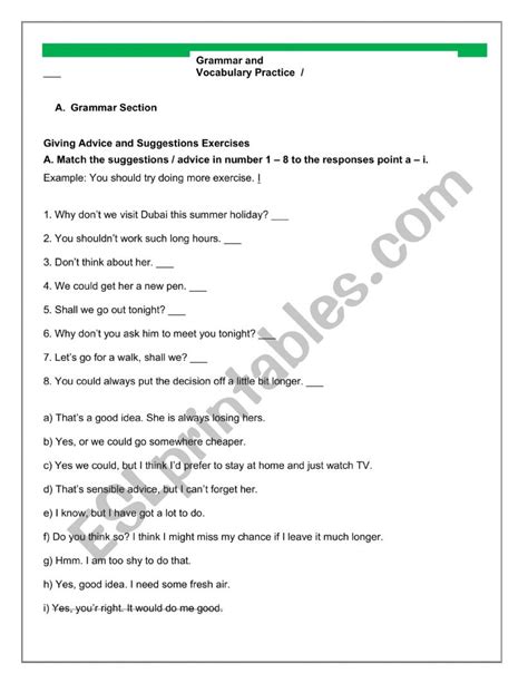 Grammar and Vocabulary worksheet - ESL worksheet by 0005443