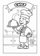 Occupations Themed Chef Coloring Page For Childs Stock Illustration  sketch template