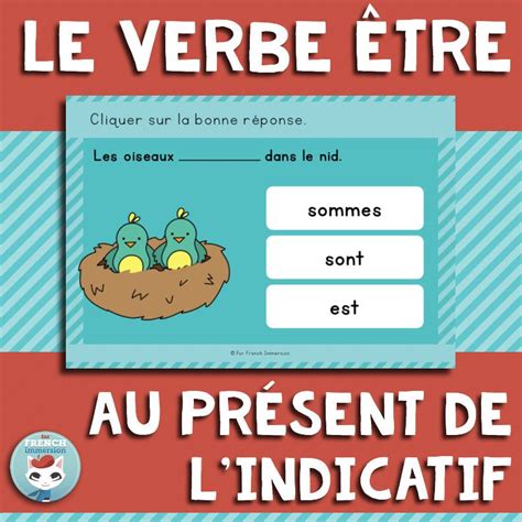 Le verbe être au présent de l'indicatif – choix multiple | Teaching french, Core french, French ...