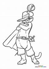 Puss in Boots Posing  Coloring Pages For Kids sketch template