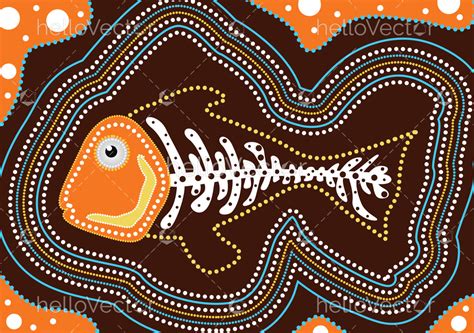 Aboriginal fish dot painting - Vector illustration. - Download Graphics & Vectors