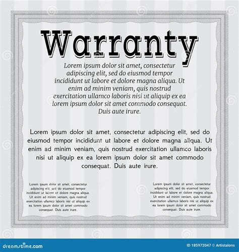 Retro Vintage Warranty Certificate Template. Retro Design. with Guilloche Pattern and Background ...