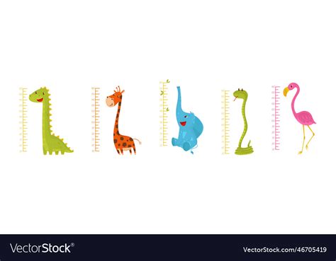 Height chart for kids with funny animals Vector Image