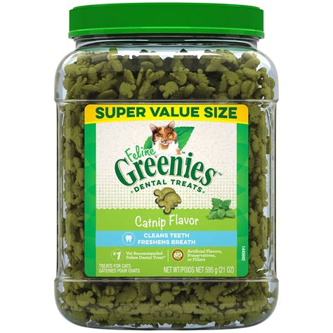 FELINE GREENIES Adult Dental Cat Treats, Catnip Flavor, 21 oz. Tub - Walmart.com - Walmart.com