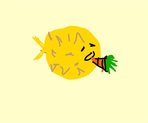 Pufferfish eating carrot meme - Drawception