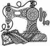 Antique Sewing Machine Pages Coloring sketch template