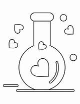 Valentines Day Love Potion Flask coloring Page  Free Printable sketch template