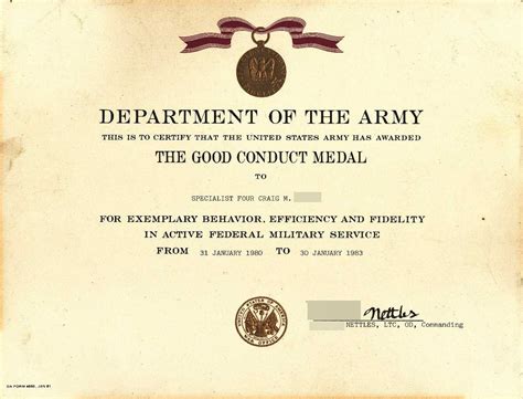 Army Good Conduct Medal Certificate Template – Douglasbaseball.com