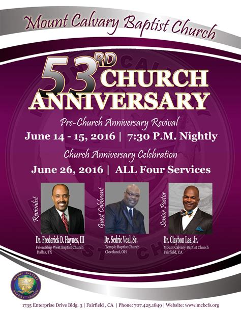 Mount Calvary Baptist Church - 53rd Church Anniversary 2016 • Faith in the Bay