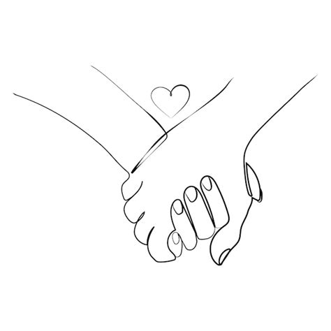 Premium Vector | Holding hands with heart Line drawing vector .Man and woman couple holding ...