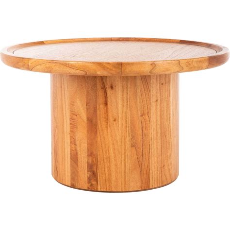 Denver Pedestal Coffee Table Natural Brown | Round wooden coffee table, Round wood coffee table ...