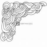 Doodle Zen corner With Curls And Wavy Motifs Outline Frame coloring  sketch template