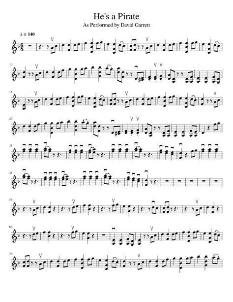 He's A Pirate- David Garrett sheet music for Violin download free in ...