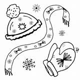 Premium Vector  Coloring Page hat scarf Mittens Snowflakes Winter And sketch template
