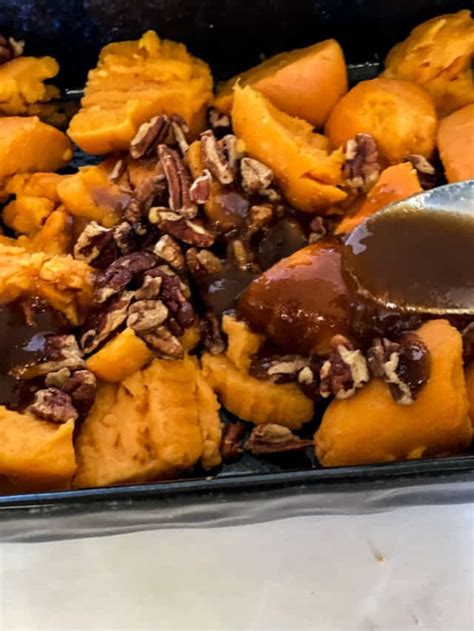 Vegan Candied Yams with Marshmallows and Pecans - Veggie Fun Kitchen