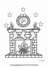 Christmas Fireplace Coloring Pages sketch template