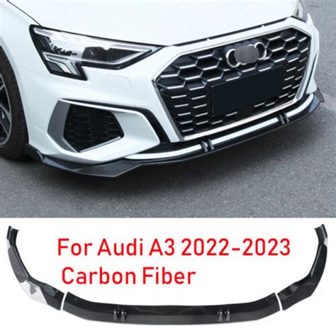 Fit For Audi A3 2022-2023 ABS Carbon Fiber Front Bumper Lip Chin ...