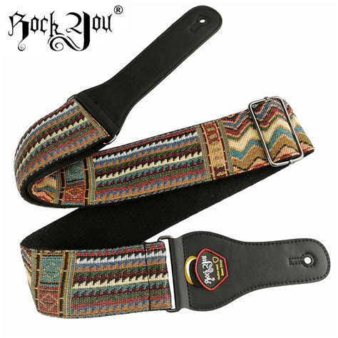 New leather head cotton Guitar Strap acoustic guitar strap electric guitar strap length 145cm ...