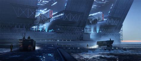 ArtStation - Morning at the Shipyard, Jonathan Blessin | Futuristic city, Environment concept ...