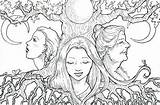 Maiden Mother Crone Coloring Pages For Adults Sketch Page sketch template