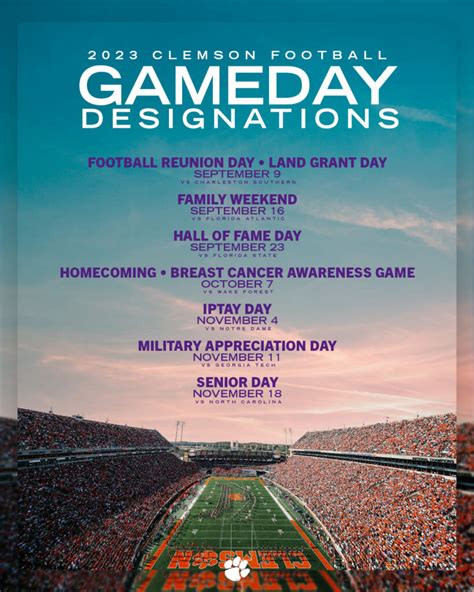 Clemson Announces 2023 Football Gameday Designations – Clemson Tigers ...