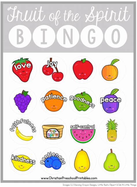 Fruit Of The Spirit Bingo Printable - Printable Templates